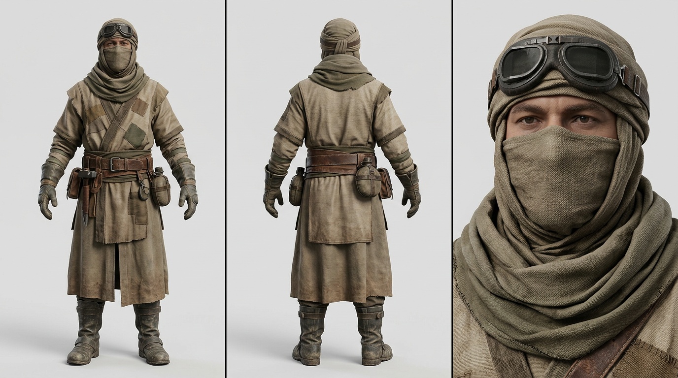 Desert traveler — reference sheet