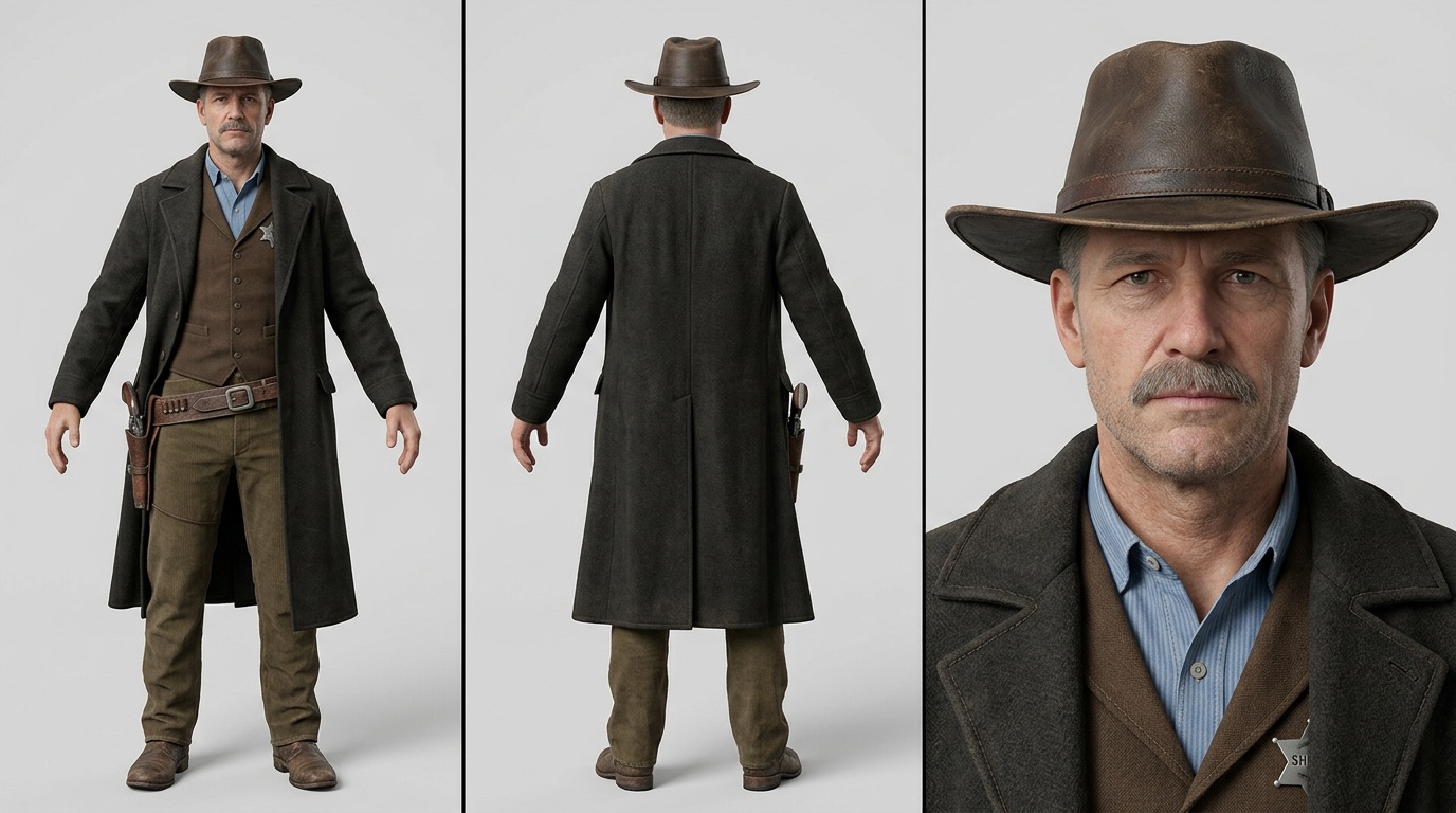 19th-century frontier law officer — reference sheet