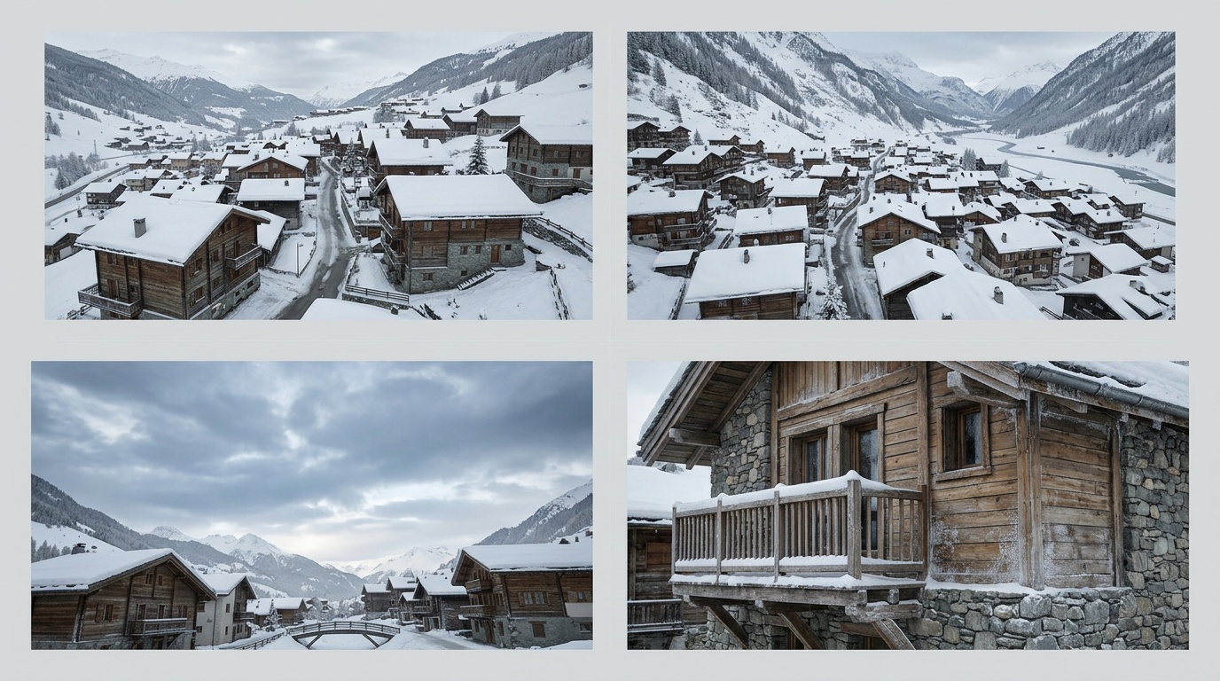 Alpine village in winter — location sheet