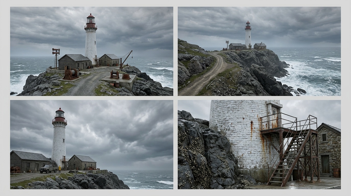 Stormy coastal lighthouse — location sheet