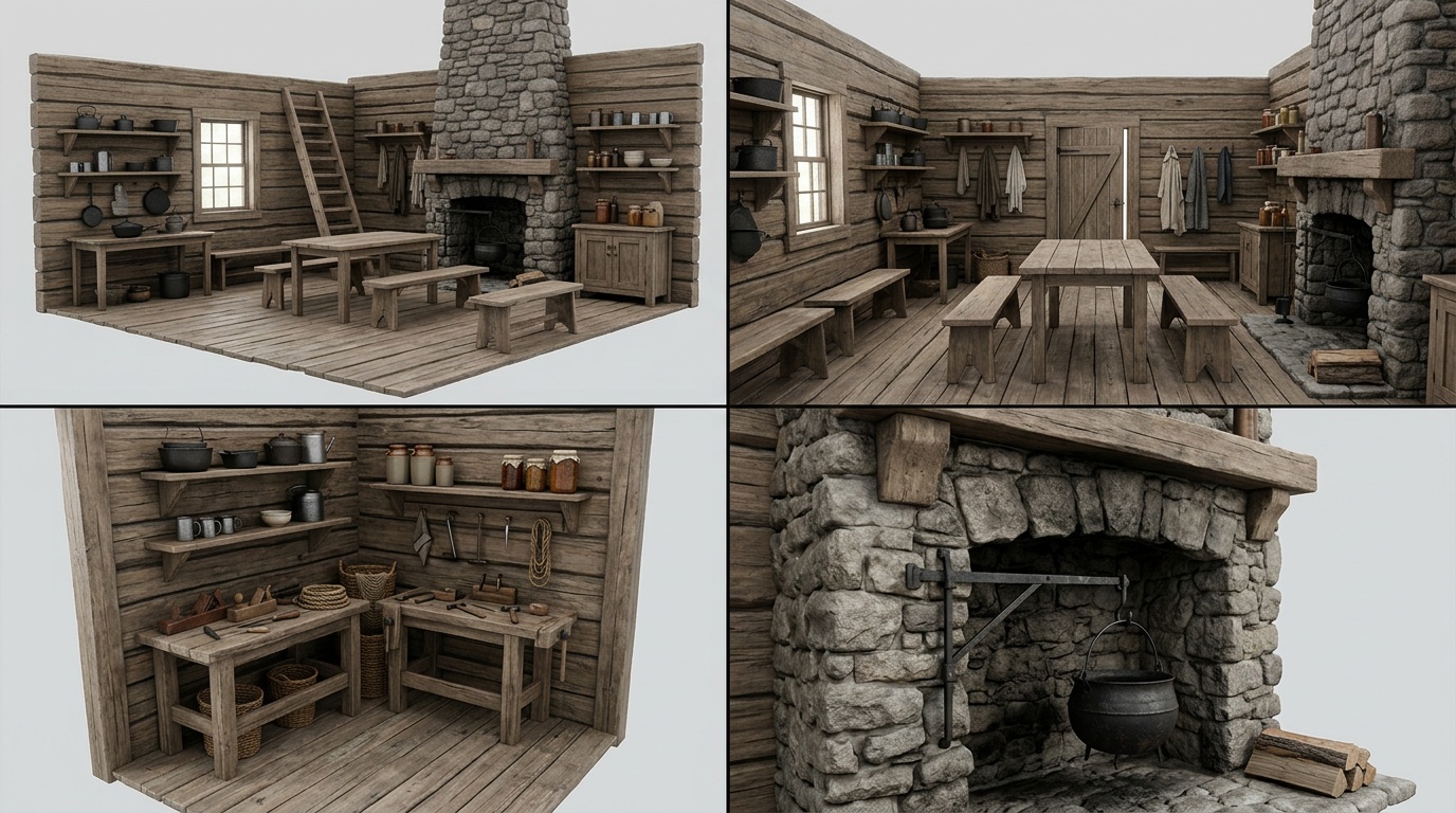 Rural cabin interior — interior sheet